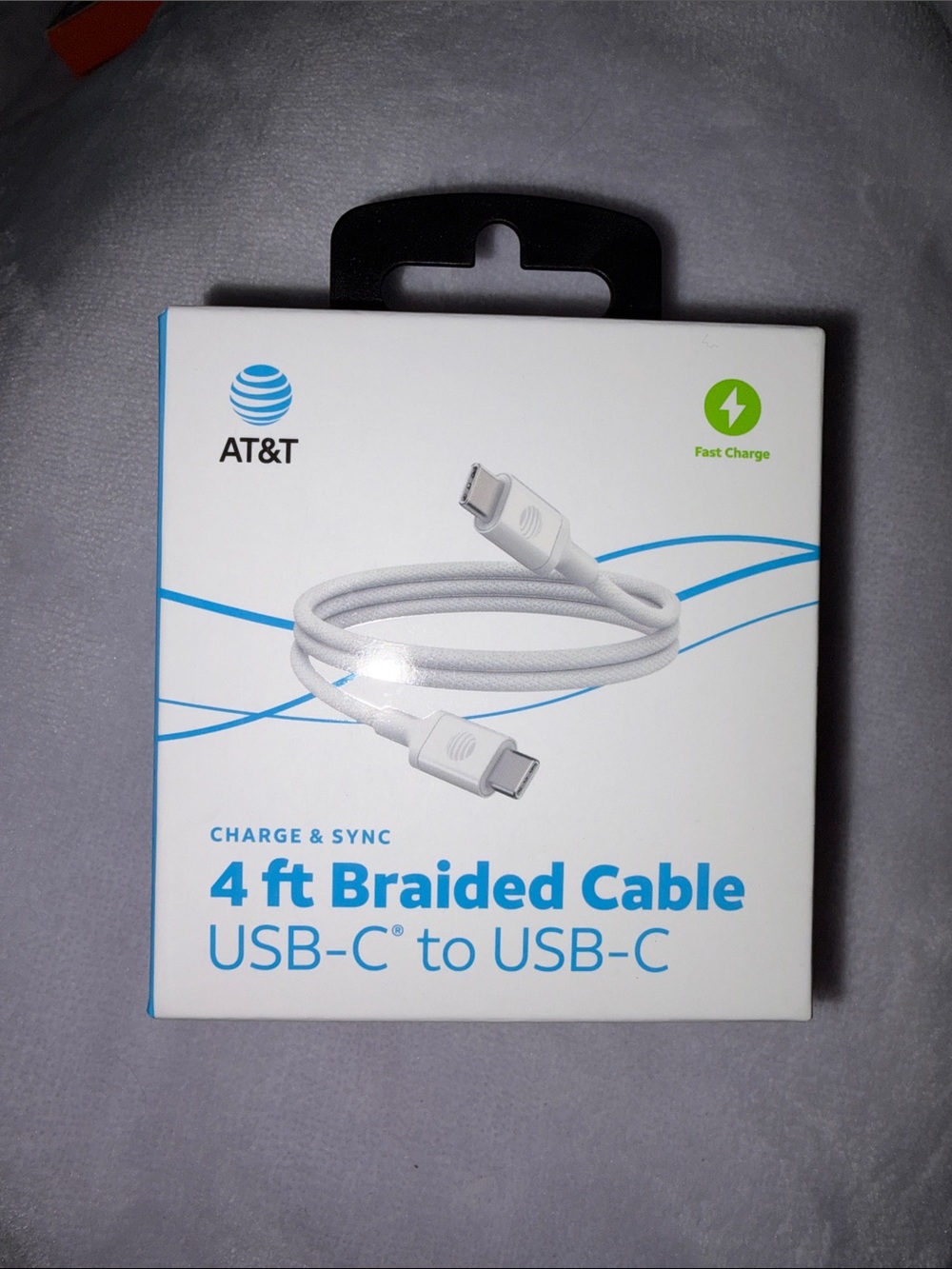 AT&T 4 ft Braided USB-C to USB-C Cable - White
